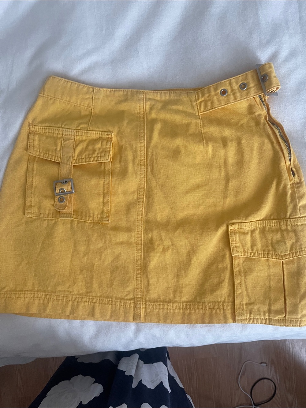 Forever 21 Mustard Yellow Cargo Mini Skirt with Buckle Detail